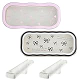 2 Pcs Cute Bow Glasses Case Set, 6.5 x 3 x 1.2 inches, Hard Shell Protection, Pink and Black, with 2 Cleaning Cloths