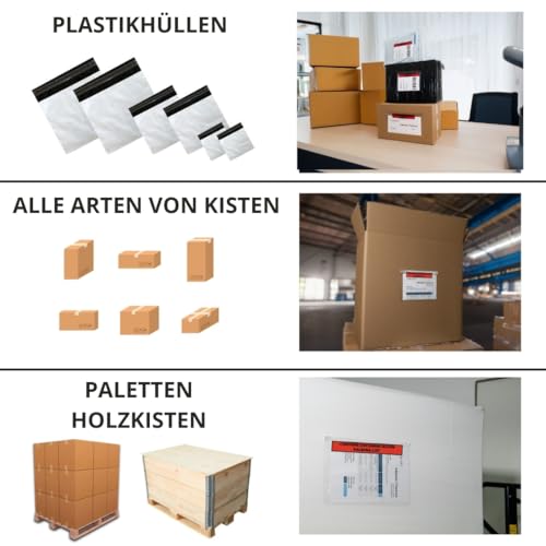 Selbstklebende Dokumentenhülle, Docufix Packing List, A6, A5, A4, DL, Umschlag mit Dokumentation, Lieferschein, transparenter Umschlag aus Kunststoff für Lieferscheine, LADIJET (100, A5, 225 x 165 mm)