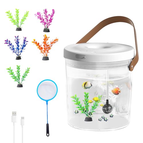 Aerbee Oxygen-Injected Fish Tank, Small Fish Tank with Colorful Light