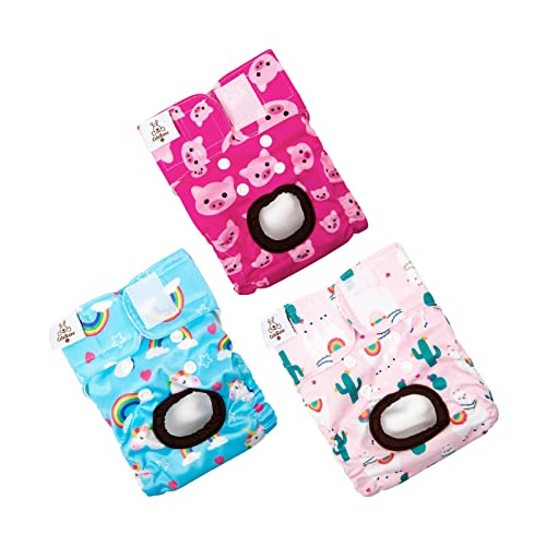 CuteBone 3er-Pack Waschbare Hundewindeln für Damen, wasserdichte Welpenhosen, Valentinstag, Rosenkollektion für Hündchen in der Hitzeperiode D31XS-DE