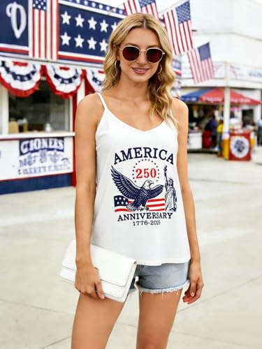 Image of Ibeauti American Flag Tank Tops for Women 4th of July Outfits Camisoles Patriotic 250th Anniversary USA Shirts