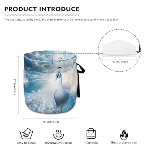 Image of Peacock Insulated Dustproof Kitchen Tea Pot Dust Cover Breakfast Warmer Tea Cozies with Drawstring for Home Kitchen Table Decoration