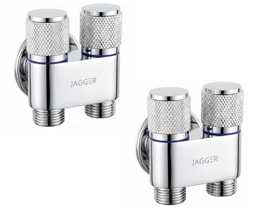 Image of JAGGER JAG415 Stainless Steel 2 in 1 Angle Cock Silver | 2 Way Angle Valve | 2 Way Angle Valve For Bathroom /Wash Basin Taps With Wall Flange Angle Cock Faucet (PACK OF 2)