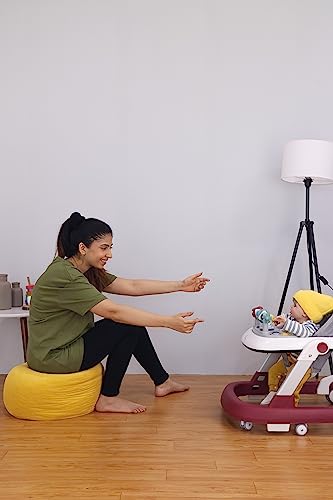 R for Rabbit Little Feet Walker Baby Anti Fall Convertible Push Walker for 6-8 Months Kids with Adjustable Speed Wheels, 2 Levels Height Adjustment Detachable Toy Bar with Music -Light (Green)