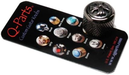 Dome Guitar Knob, Black Chrome with Cross Inlay