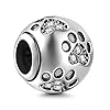 Breloque en argent sterling 925 avec empreinte de patte de chien - Perle pour bracelets Pandora blanc #1