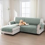 BellaHills 100% Waterproof Sofa Cover L Shape 2 Piece Couch Covers Sectional Chaise Sofa Slipcovers Non Slip Furniture Protectors for Dogs (Left Chaise Lounge Cover + 2 Seat Sofa Cover, Lily Pad)