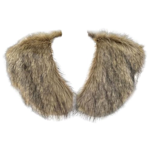 Generisch Wikinger Kunstfell Kragen Pelzkragen Fell Schulterüberwurf Umhang Damen Schal Mittelalter Fell Schulter Fellumhang Wikingerpelz Accessoire für Karneval Cosplay...