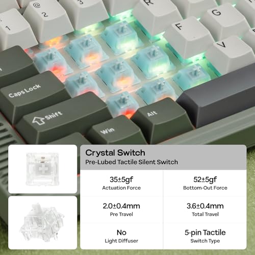 Image of EPOMAKER RT85 Wireless Mechanical Keyboard with Joystick & DIY Screen, 8000mAh, BT /USB /2.4Ghz, Gasket, Hot-Swap, PBT Keycap, 75% Gaming Keyboard (Army Green, Crystal Tactile)