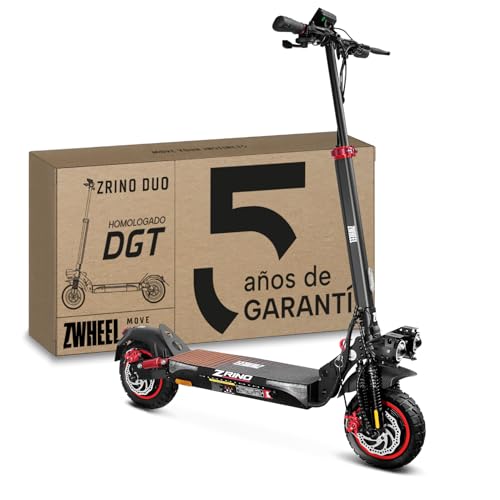 ZWHEEL ZRINO Duo | Patinete Eléctrico Adultos Homologado DGT con Doble Motor - 2x500W-1000W MAX, 45km Autonomía, Cuádruple Suspensión Híbrida, Ruedas 10' Offroad, IP54 - Todoterreno