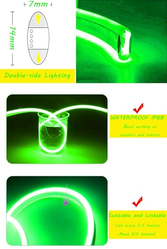 Tira de luces LED neón doble cara 20FT 110V-130V blanca día miniatura 6