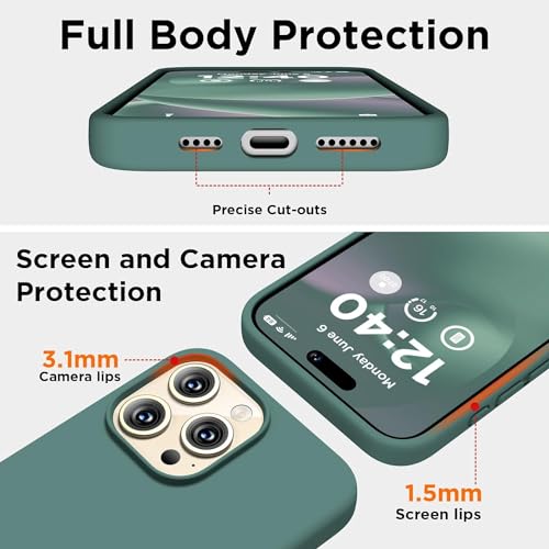 Image of Back Cover for iPhone 13 Pro Case,[Military Shockproof Protection] Liquid Silicone Case with [Soft Anti-Scratch Microfiber Lining for iPhone 13 Pro (Dark Turquoise)