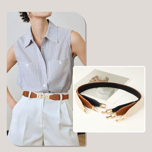 3 Pack Women Skinny Elastic Belts for Dress Waist Belt for Pants Stretch Thin Belt4