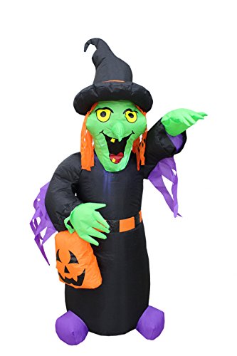 Aufblasbare Halloween-Hexe mit Kürbisbeutel – ca. 1,2 m