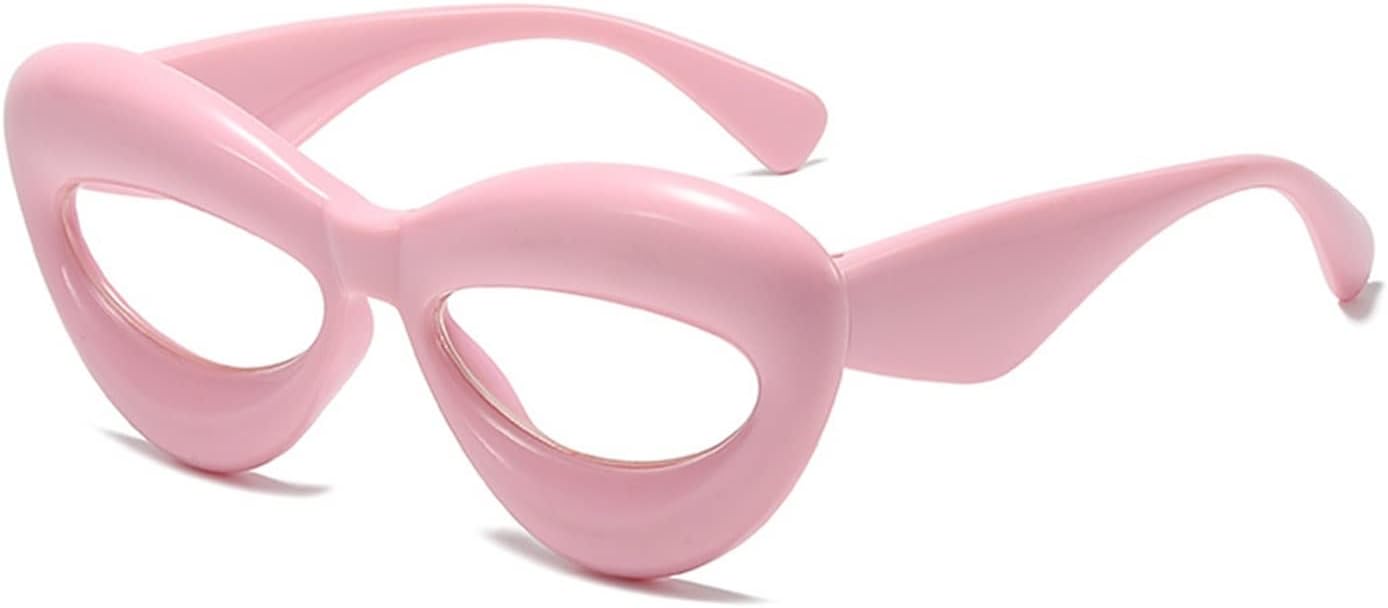Framed glasses with cat's eye retro candy color blue transparent glasses for women's lenses
