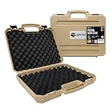 GRITR Hard Pistol Case w/Foam Padding - TSA Approved Protective Gun Case for Handguns - IP65 Compliant Shockproof Dustproof Firearm Storage Accessory, Tan
