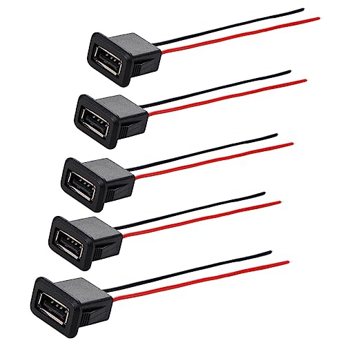 Greluma 5 Stk 3A 2-polige USB-Buchse, 2-Draht-USB-Buchse mit Schnappnut-Schnalle
