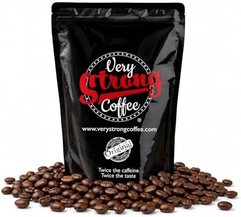 Very Strong Coffee WHOLE BEAN COFFEE, 500g (1.1lb) โ 100% Robusta Coffee Beans โ Twice the Caffeine, Bold Full-Bodied Flavor โ Dark Roast โ Whole Bean for Espresso, French Press & Bean-to-Cup Machines