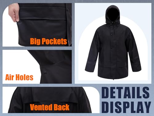Image of Rizzon Rain Suits for Men Women Waterproof Heavy Duty Rain Gear Hi-Vis Rain Jacket & Pants for Fishing