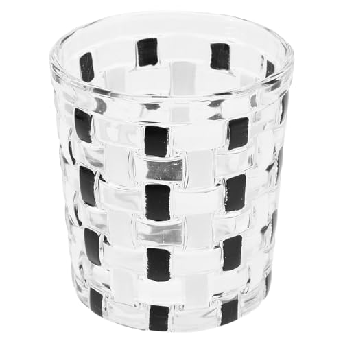 Hemobllo Vaso para Cepillarse los Dientes de Vidrio Diseño Tablero de Ajedrez Blanco y Negro, Taza para Baño Funcional para Familias y Uso Diario
