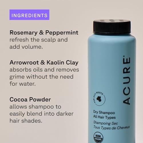 Acure Dry Shampoo - Mini Powder Dry Shampoo for Women with Blonde & Dark Hair, Care to Refresh Treated Color Tinted Hair with Rosemary & Peppermint, Non Aerosol, Vegan - 1.7 oz Travel Size (2 Pack) - Image 5