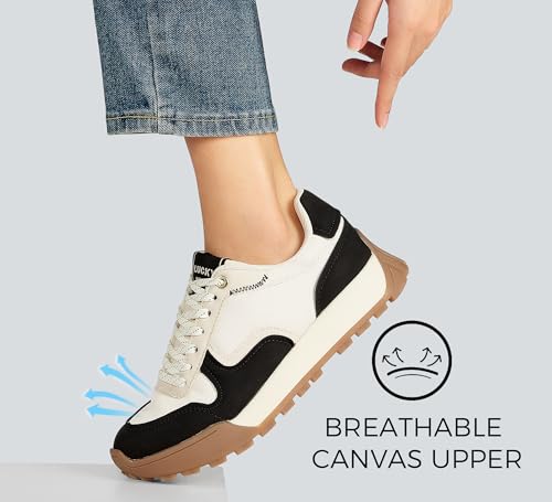 LUCKY STEP Women's Platform Canvas Sneaker Casual Lace-up Stylish Tennis Running Retro Classic Trainers Walking Fashion Sneakers2