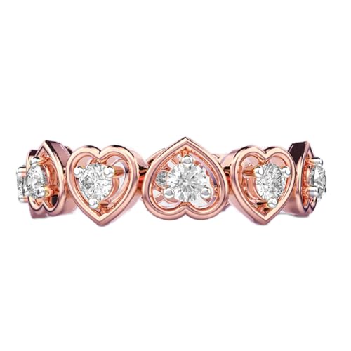 Bague Éternity Heartbeats argent 925 moissanite or rose LKJR_0534