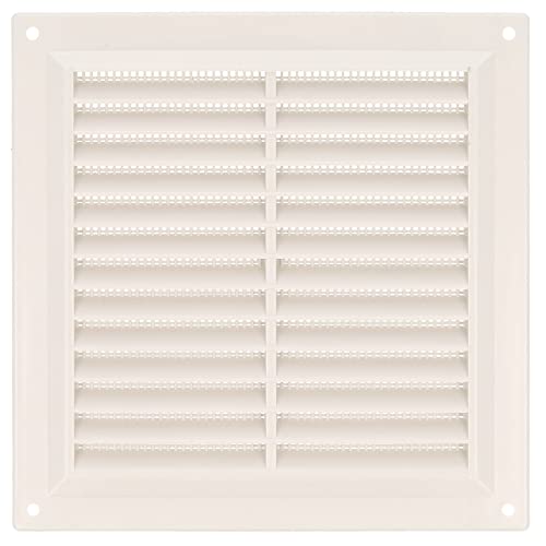 Amig - Rejilla cuadrada de plástico con mosquitera- Rejillas de ventilación para salida de aire - Adecuado para techo de cocina y baño - Medidas: 170 X 170 MM - Color: Blanco