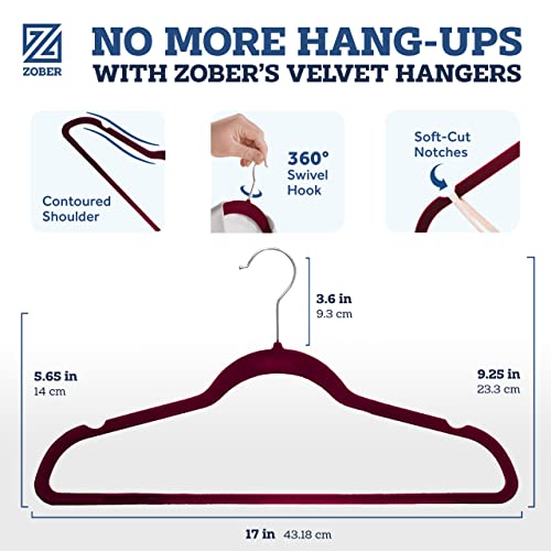 image for Zober Premium Quality Space Saving Luxurious Velvet Hangers Strong and