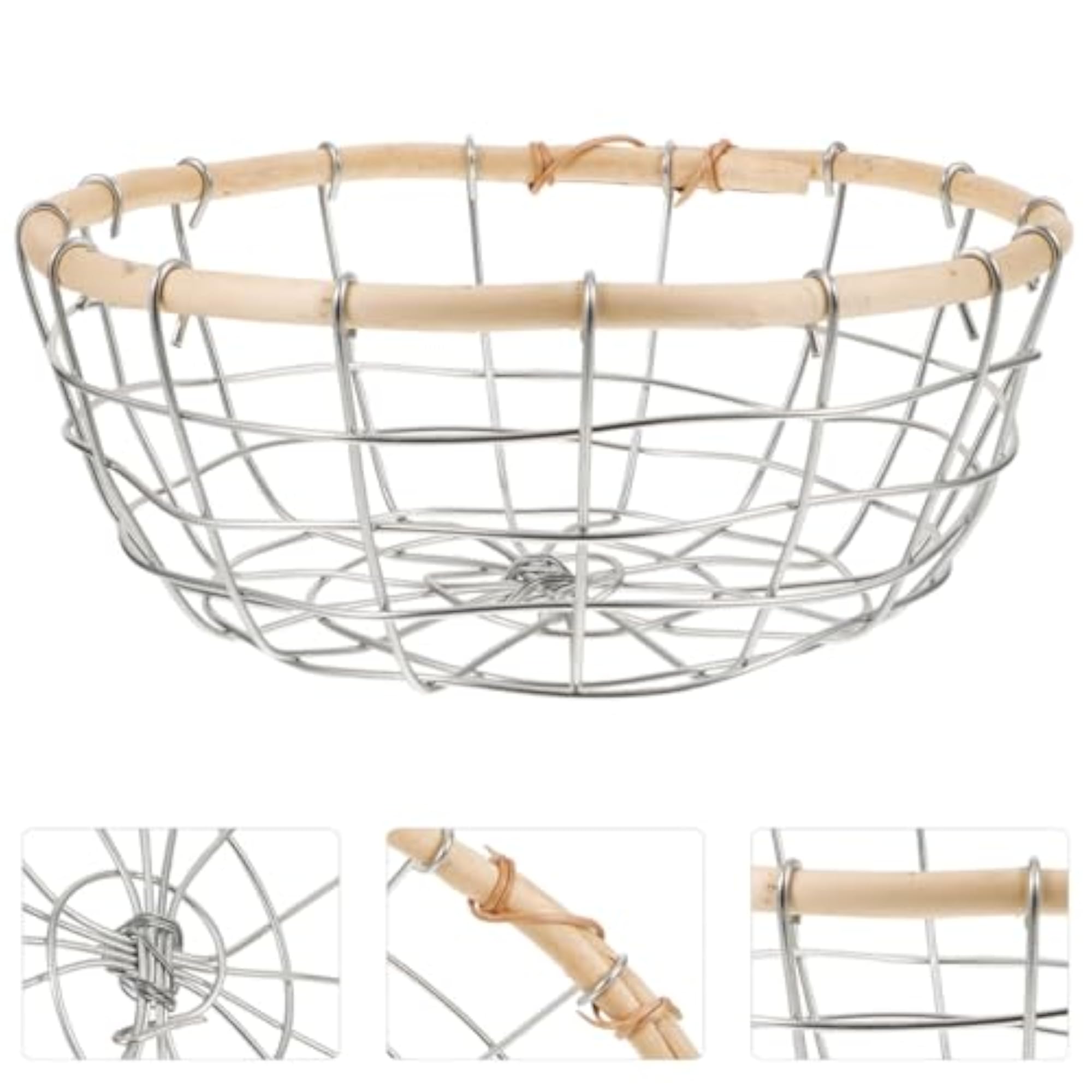 Medium Handmade Iron Wire Fruit Basket for Kitchen Countertop