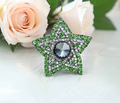 Image of Gyn&Joy Gunmetal Tone Blue Grey Colored Crystal Rhinestones Twinkle Star Brooch Pin