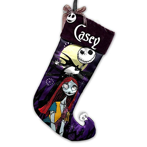 The Nightmare Before Christmas Stocking Officially Licensed Anniversary Edition Christmas Decoration Jack Skellington and Sally with Custom Name