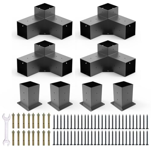 Pergola-Brackets-4x4-Actual-35x35-In-4-Pack-Woodworks-Pergola-Kit-3-Way-Right-Angle-Corner-Brackets-with-Post-Base-Powder-Coated-Pergola-Hardware-for-Lumber-Pergola-Gazebo-Sunroom-Carport Pergola Brackets 4×4 Actual 35×35 In 4 Pack Woodworks Pergola Kit 3 Way Right Angle Corner Brackets with Post Base Powder Coated Pergola Hardware for Lumber Pergola Gazebo Sunroom Carport