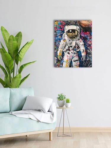Ypxzzj Banksy Framed Graffiti Astronaut Canvas Wall Art Spaceman Posters Prints Pictures Wall Decor Modern Abstract Street Graffiti Painting Artwork for Living Room Home Decor Ready to Hang - Image 6