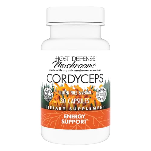 Host Defense Cordyceps Capsules - Immune & Energy Support Supplement - Kidney Health Supplement with Cordyceps - Fitness Support Supplement to Aid Oxygen Uptake - 30 Capsules (15 Servings)*