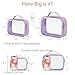 PACKISM Glitter Texture TSA Approved Toiletry Bag Set, Style Clear Makeup Bag with Handle, 1 TSA Medium & 1 Large for Travel, Gift for Women, Purple