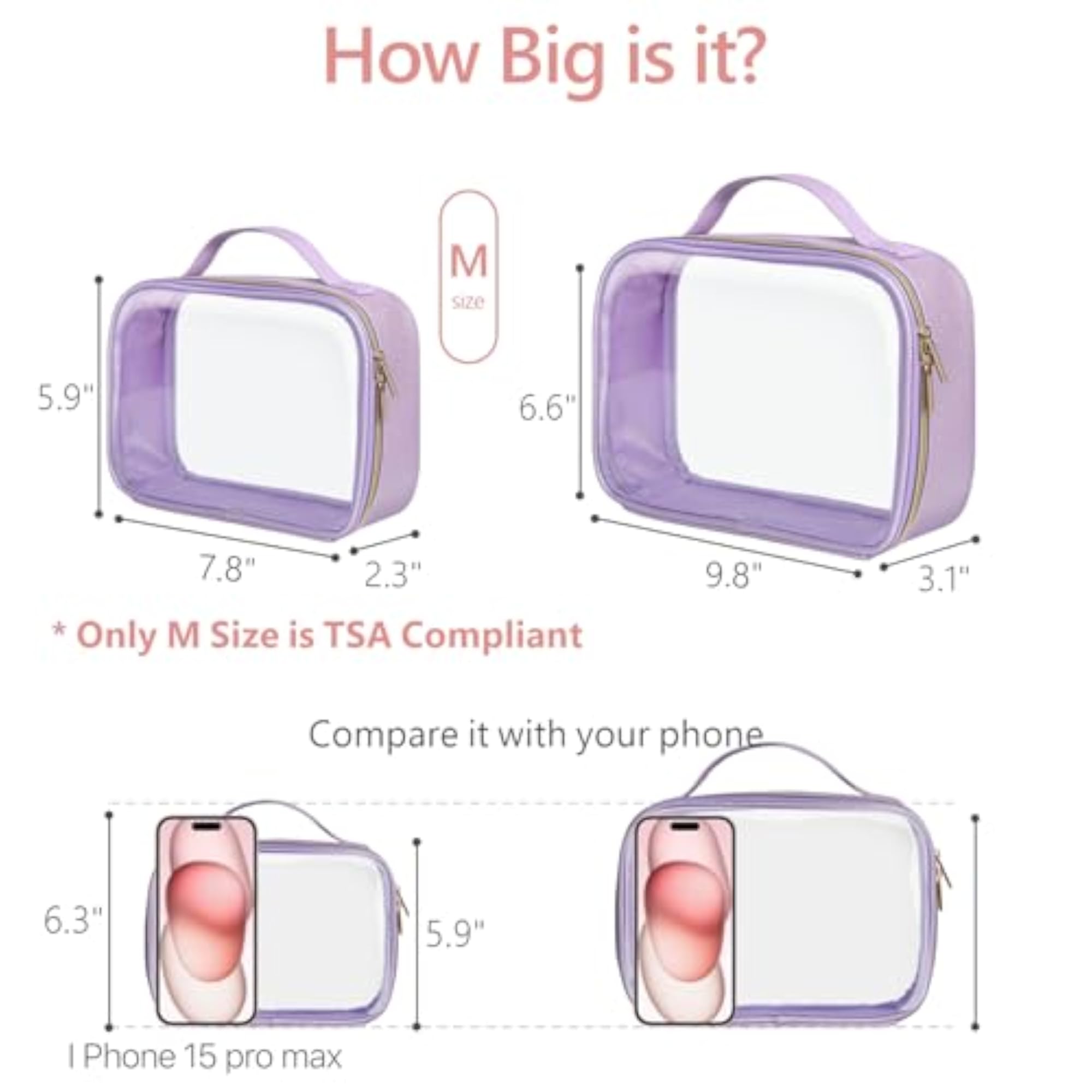 Clear Makeup Bag Foldable - TSA Approved Toiletry Bag