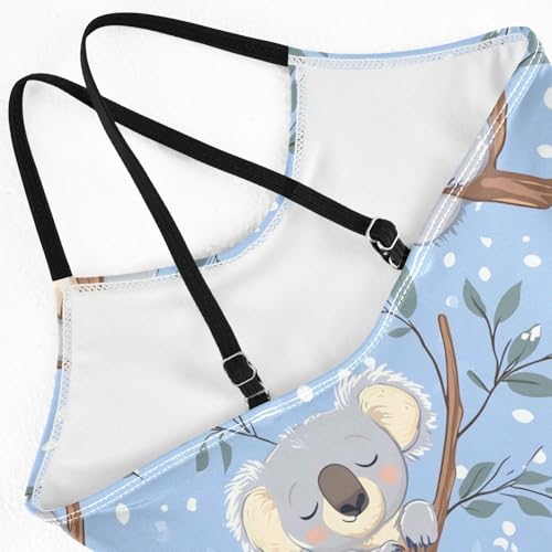Cute Koala on Branch Girls Swimsuit One Piece Bathing Suit for Baby Girls' Swimwear 3-10T4