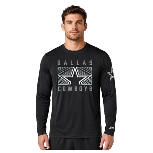 Zubaz NFL Men's Black End Zone LS T-Shirt - Dallas Cowboys, X-Large