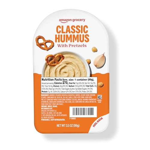 Amazon Kitchen, Classic Hummus Snack Pack with Pretzels, 3.5 Oz
