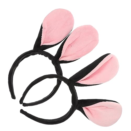 NULYLU 2個 ウサギ 耳 ヘッドバンド ハムスター ネズミ 耳 顔 洗濯 ヘッドバンド バンド シ ス かわいい ウサギ ヒョウ 蜂 コスチューム ぬいぐるみ 豚 ビーニー ネズミ しっぽ コスプレ 髪 装飾 ウサギ 犬 生地