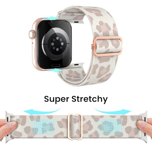 Image of Delidigi Stretchy Bands Compatible for Apple Watch Band Women 40mm 38mm 41mm 42mm 44mm 45mm 46mm 49mm, Nylon Braided Straps for iWatch Series 11 10 9 8 7 6 SE 5 4 3 Ultra 3 2 1