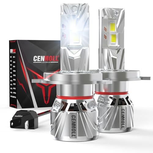 Cenmoll Bombilla H4 Led, 140W 36000LM 700% de brillo ángulo de haz ajustable de 360 grados, 6000K blanco frío Bombillas H4 Led 12V 24V controlador Canbus integrado Plug & Play, 1 par