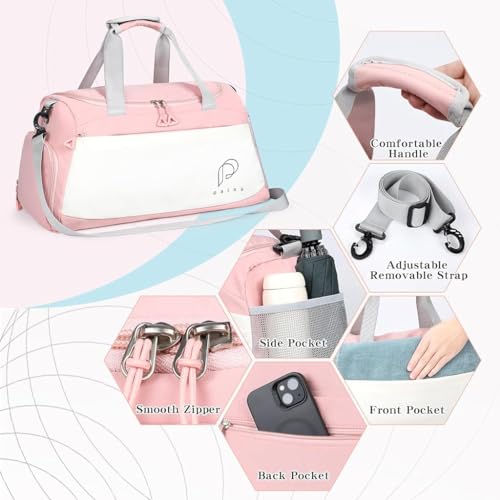 Image of PALAY Travelling Bags for Luggage Muti- Pocket Sports Duffle Bags for Women with Wet Pocket & Shoe Compartment Weekender Overnight Gym Bags for Women