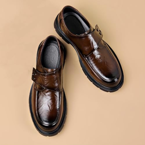 Men's Classic Slip - on Genuine Cowhide Leather Penny Loafers, Ideal for Business - Casual Work and Daily Office Wear (brown1524,7.5)2