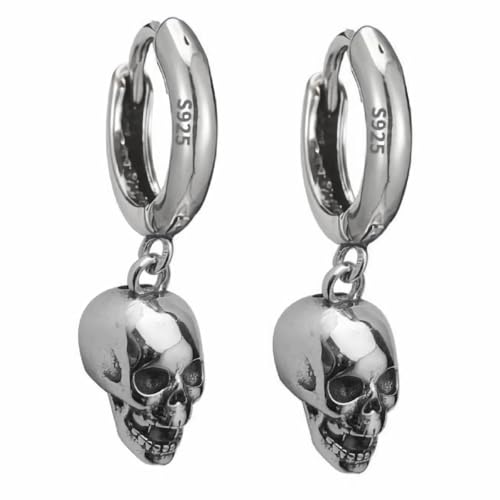 skull earrings for Women Girl Ladies,925 sterling silver Platinum plating skull Hoop earrings.