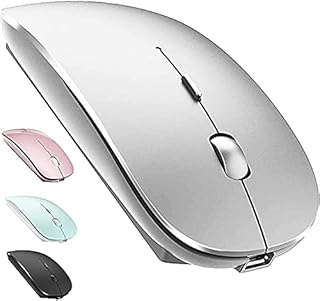 Wireless Mouse,Slim Silent Click Rechargeable 2.4G Wireless Mice,Wireless Mouse for Mac,ipad,ipad pro,MacBook pro,MacBook air,Laptop,PC,Computer,Silver