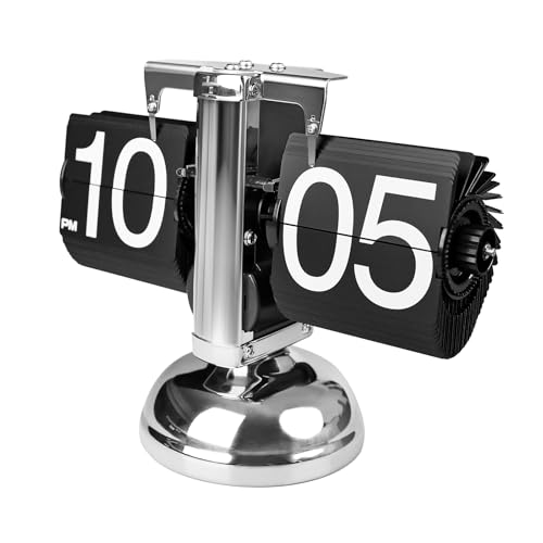 SCOAGE Flip Desk Clock, Retro Vintage Auto Down Table Clock,