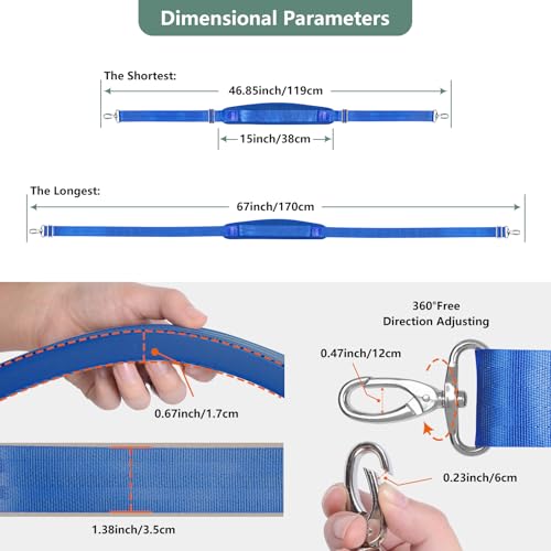 Image of 67 Inch Shoulder Straps, Soft with Ultra-Thick Fixed Shoulder Pad, Two Way Independently Adjustable Buckle Replacement Straps for Laptop Bag Messenger Bag Tool Bag Luggage,Blue
