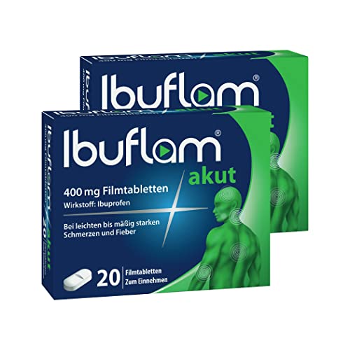Ibuflam® akut 400 mg IBUPROFEN Filmtabletten| Doppel-Pack 2 x 20 Stk. | Ibu 400 Schmerztabletten bei Schmerzen, Zahnschmerzen, Fieber und Erkältung|Schnelle Schmerzlinderung mit Ibuprofen